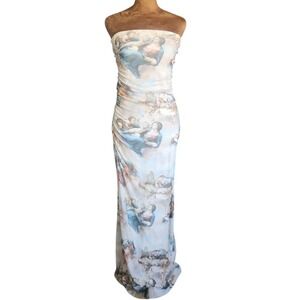 NWT Fashion Nova Maxi Mesh Dress Renaissance Inspired Bodycon Sleeveless Size M